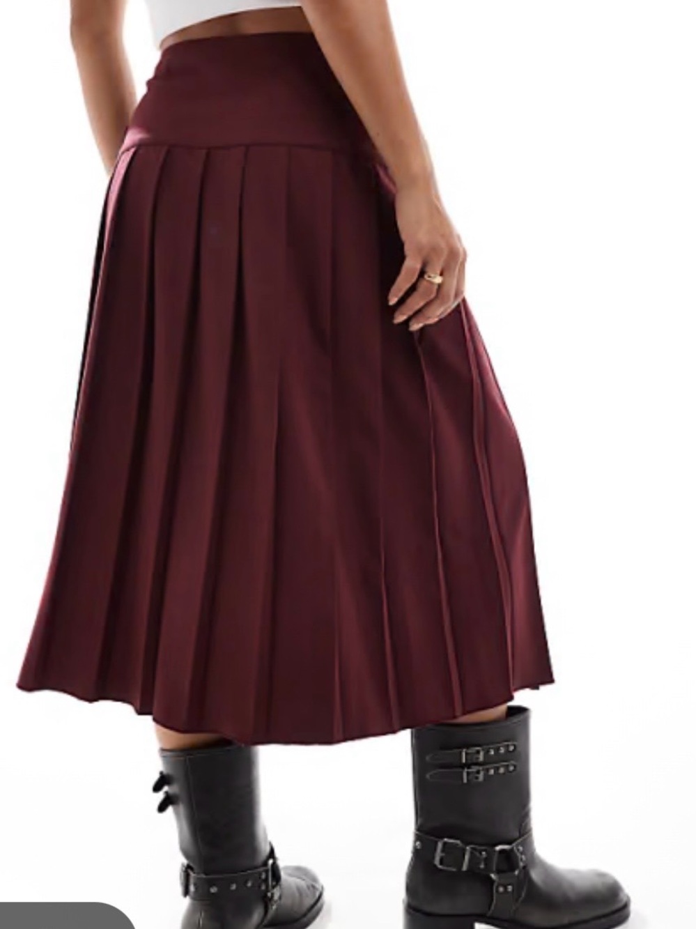 Vintage Jos. A. Bank Deep Plum Pleated 100% Wool Midi Skirt
